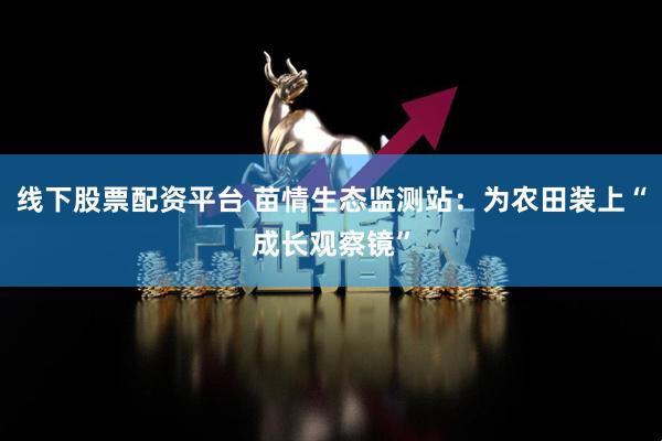 线下股票配资平台 苗情生态监测站：为农田装上“成长观察镜”